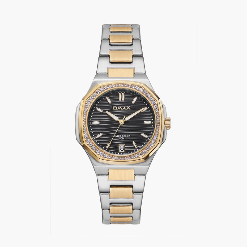 OMAX Dual Tone Analog Metal Strap Watch for Women - Image 1